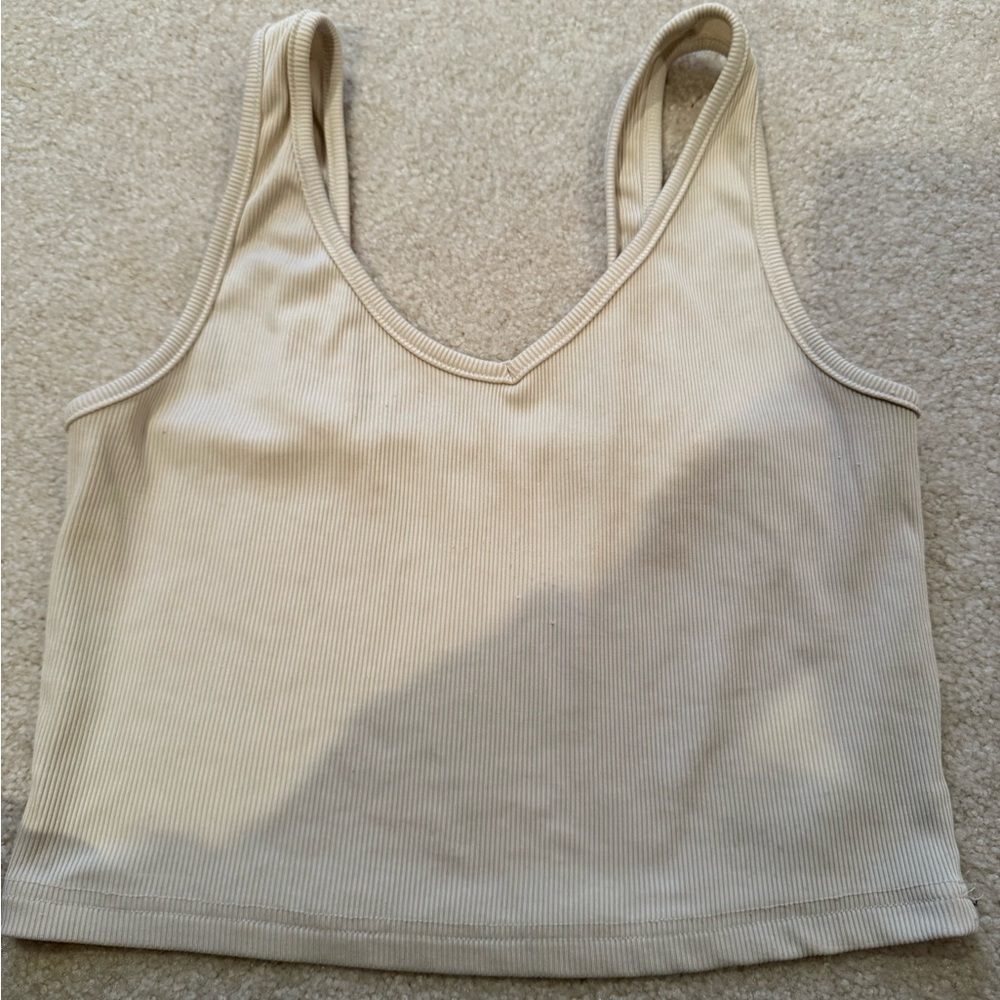 Women's Cream Ribbed Tank Top - Picture 4 of 4
